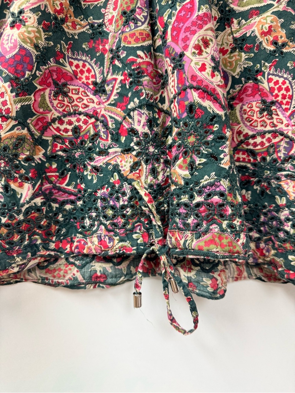 Paisley Floral Eyelet Peasant Blouse - Picture 3 of 6